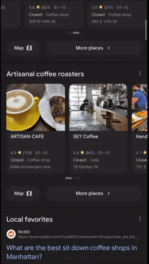 AI organized local business overviews