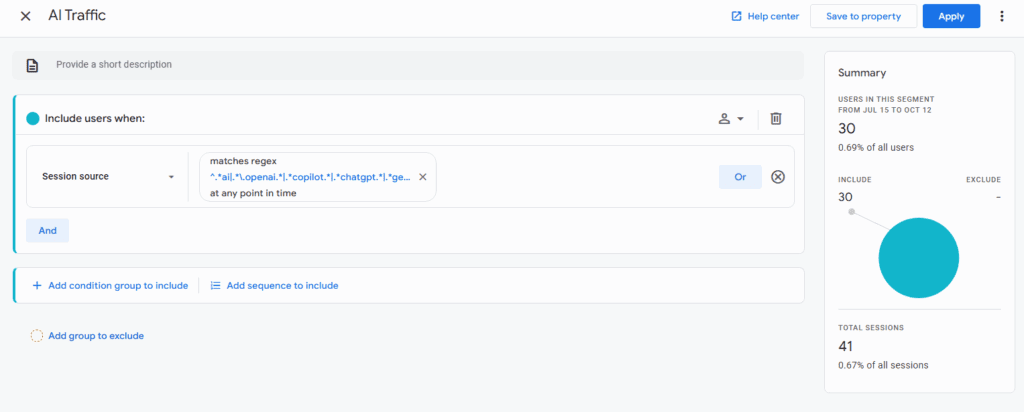 GA4 AI Traffic Segment