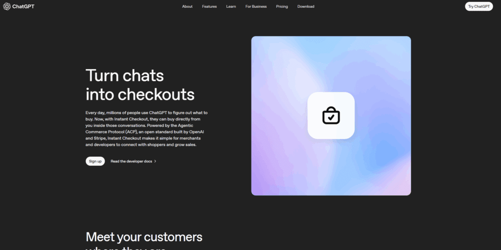 ChatGPT Instant Checkout Landing Page