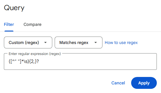 google search console ai traffic regex