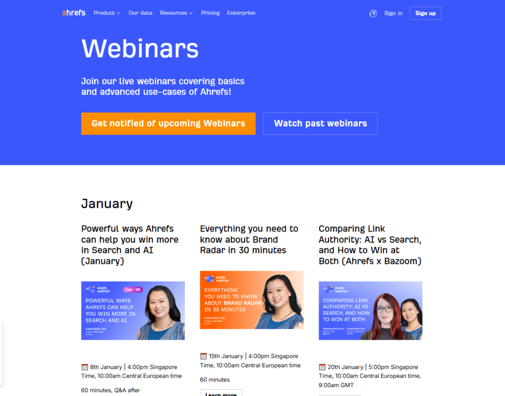 Webinar content marketing strategy example