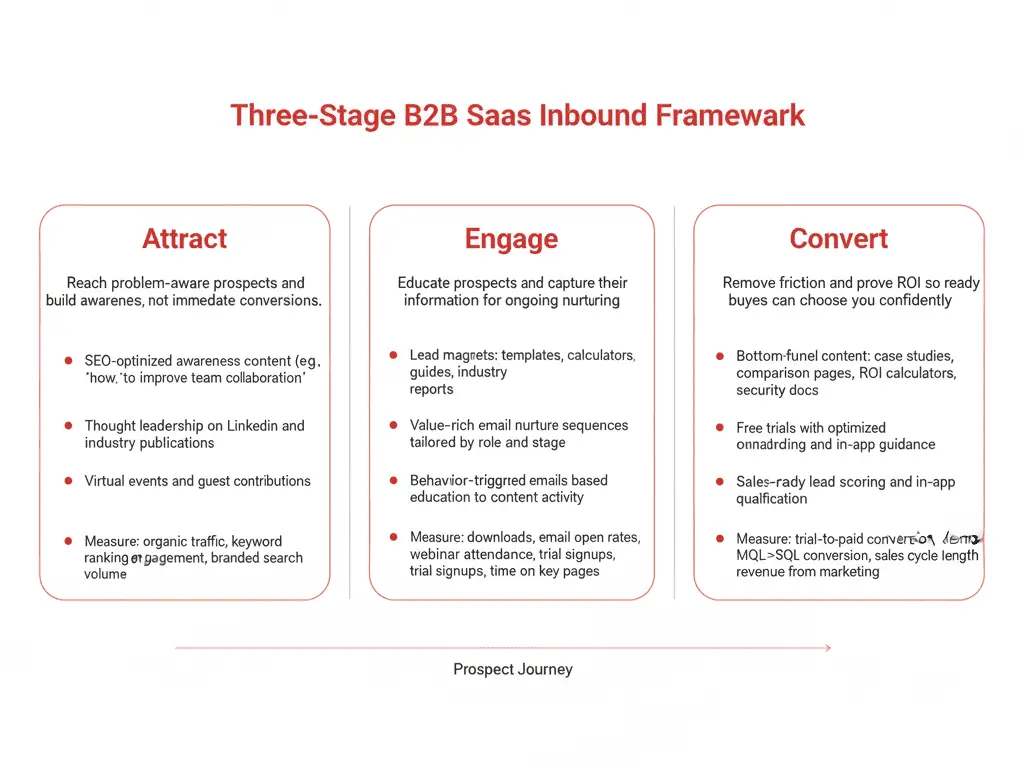 Three Stage B2B SaaS Inbound Marketing Framework